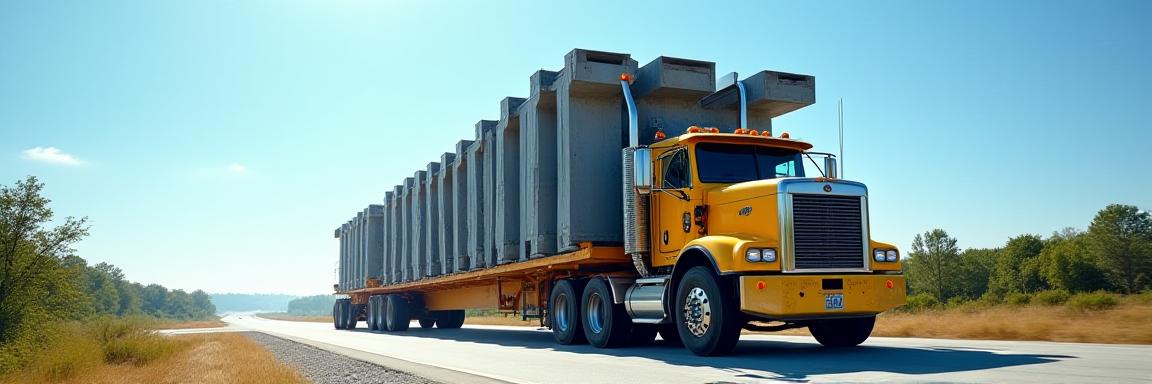 Heavy-haul truck transporting oversized construction equipment in the Southeast